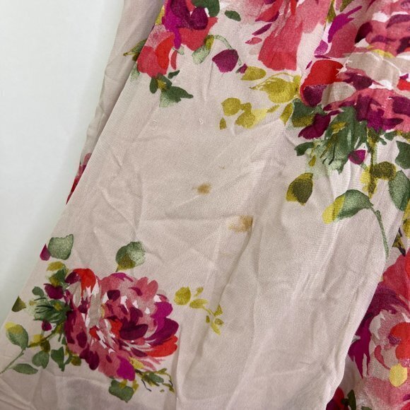 Zara L Sheer Pants Wide Leg Pink Flowers Floral Palazzo Nude Blogger Favorite - Picture 8 of 16